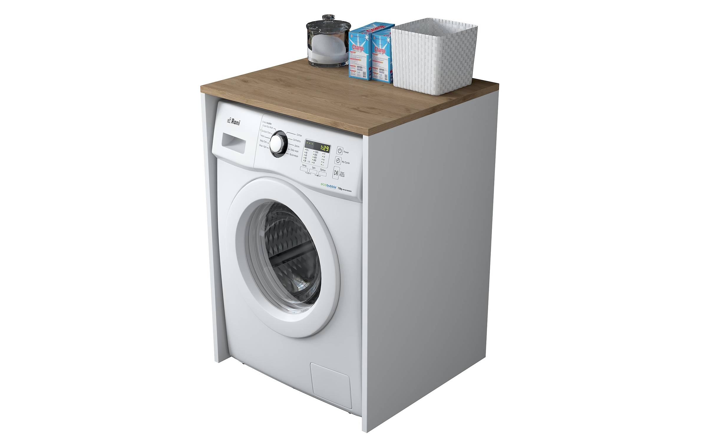 Washing machine cabinet Rocky, walnut + white  5